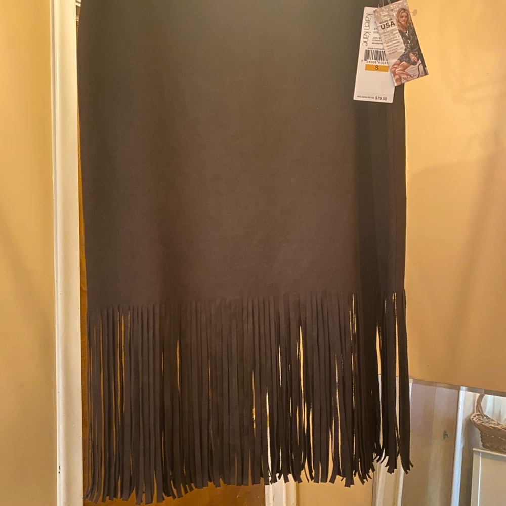 Karen Kane Brown Fringe Mini Skirt